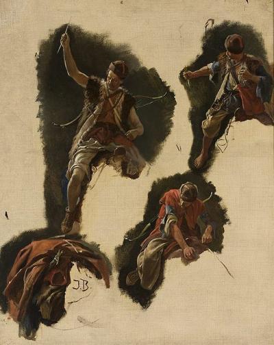 Abb. 33: Skizzen von Kosaken, um 1880 - Skizzen von Kosaken, um 1880. Öl auf Leinwand, 61,5 x 48,5 cm, Nationalmuseum Warschau/Muzeum Narodowe w Warszawie, Inv. Nr. MP 1925 