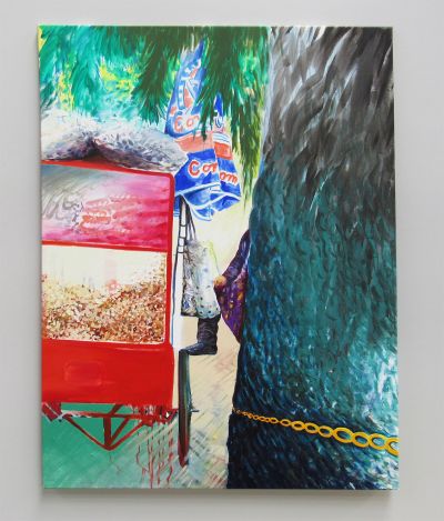 Grzegorz Kozera: In a Park, 2020. Öl auf Leinwand, 130 x 100 cm