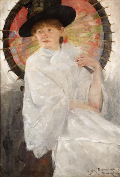Junge Dame mit rotem Sonnenschirm, 1888