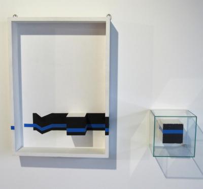 ill. 3: Edward Krasiński - Intervention, 1985; Dice with blue adhesive tape (no year).
