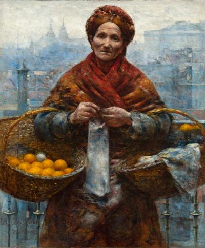 Aleksander Gierymski (1850-1901): Żydówka z pomarańczami, 1880/81, olej na płótnie, 65 x 54 cm.