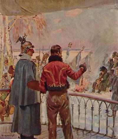 Die erste Begegnung, 1912. Illustration aus Kossaks „Erinnerungen“