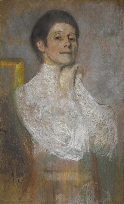 Ill. 44: Self Portrait, ca. 1906  - Self Portrait, ca. 1906. Pastel, gouache, chalk on cardboard, 74 x 43.5 cm