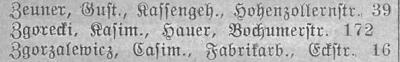 The Zgorecki family’s address, address book, 1914