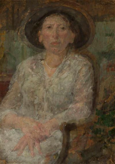 Ill. 56: Portrait of Miss Ellen, post 1925  - Portrait of Miss Ellen, post 1925. Oil on cardboard, 79 x 51.5 cm