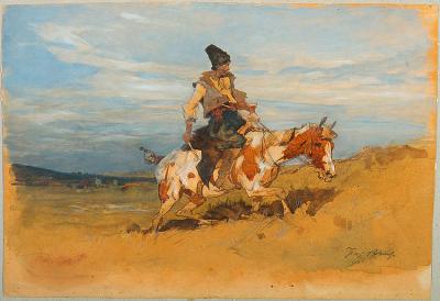 Kosak zu Pferde, um 1900