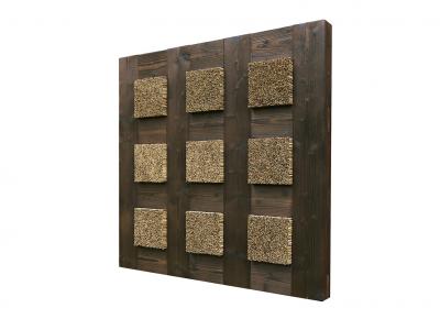 ill. 58: Wooden Panel, 2007 - Wooden Panel, 2007. Spruce, charcoaled, reeds, 82 x 82 x 9 cm, de Weryha Collection, Hamburg