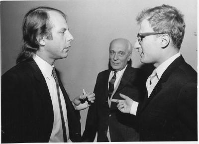 Karlheinz Stockhausen was also a guest at the Festival in 1970 – here he is talking to Krzysztof Meyer.