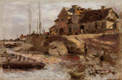 Ill. 5: The Landing Stage at Solec (Sketch), 1883 - Aleksander Gierymski (1850-1901): The Landing Stage at Solec (Sketch), 1883.