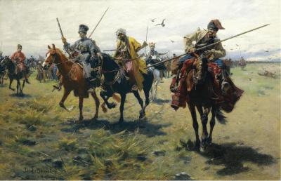 Józef Brandt (1841-1915): Aresztowanie kaukaskiego Szefów, ok. 1880, olej na płótnie, 70 × 110,5 cm