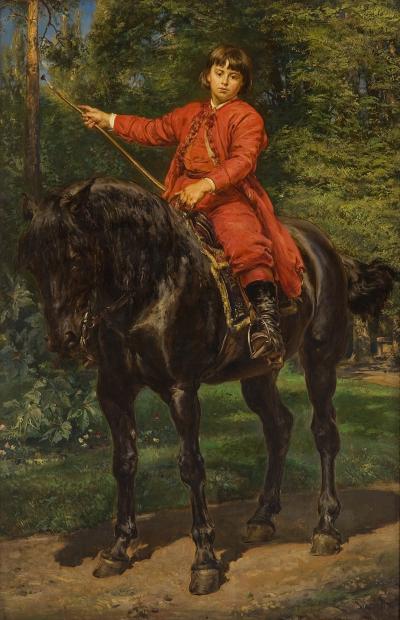 Jan Matejko, Portret Jerzego Matejki na koniu, 1882, olej na desce, Muzeum Sztuki w Łodzi