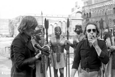 Nürnberg, 1971. Filmproduktion "Piłat i inni" (Pilatus und andere – ein Film für Karfreitag) des Regisseurs Andrzej Wajda (rechts).