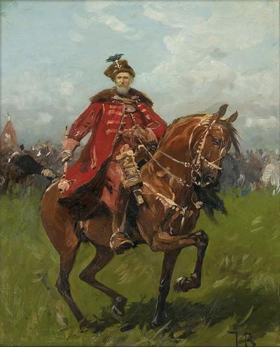 Abb. 61: Czarniecki zu Pferde, um 1900 - Stefan Czarniecki zu Pferde, um 1900. Öl auf Leinwand, 55 x 45 cm, im Auktionshandel (Agra Art, 2013) 