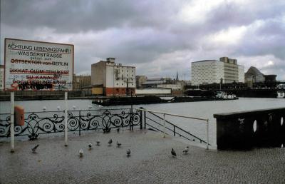 Signs inform you that the Spree (waterway) belongs to East Berlin.