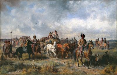 Abb. 6: Der Marsch der Lisowskis, 1863 - Der Marsch der Lisowskis, 1863. Öl auf Leinwand, 44,5 x 69 cm, im Auktionshandel (Agra Art, 2000)