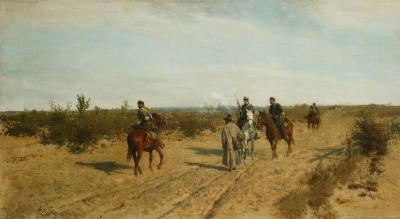 Maksymilian Gierymski (1846-1874): Patrouille der Aufständischen (Alarmierte Avantgarde), 1873. Öl auf Leinwand, 60 x 108 cm