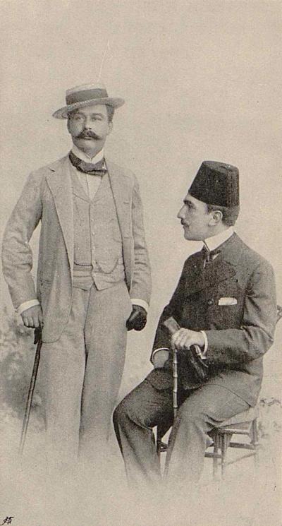 Fig. 7: Kossak in Egypt - Wojciech Kossak and the Osmanic-Egyptian Prince Muhammad Ali (1875-1955). Illustration from Kossak's "Memoirs"