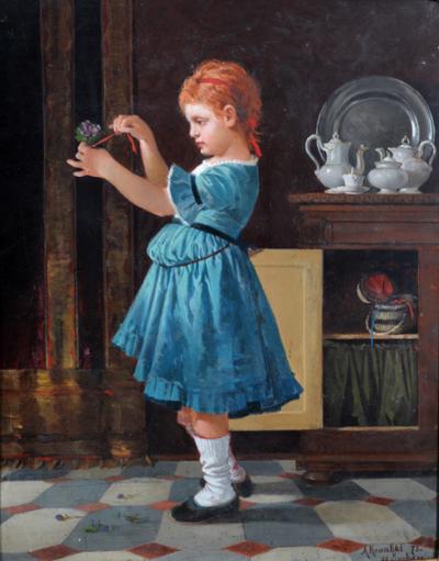 Dziewczynka z fiołkami [Mädchen mit Veilchen], 1873, Öl auf Leinwand, 50 x 38 cm