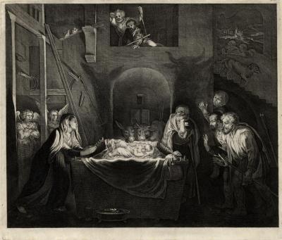 Die Anbetung der Hirten, 1655/57. Nach einem Gemälde von Lorenzo Lotto, Nationalbibliothek Warschau/Biblioteka Narodowa w Warszawie.