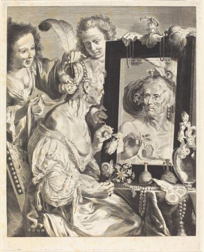 Stara kobieta przed lustrem, 1655/57. Według obrazu Bernarda Strozziego, National Gallery of Art w Waszyngtonie, DC.