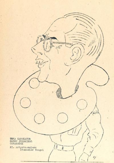 Stanisław Toegel: Karikatur auf sich selbst, in: Słowo Polskie (dt. Polnisches Wort), Nr. 3, 1. September 1945, DP Camp Osnabrück.