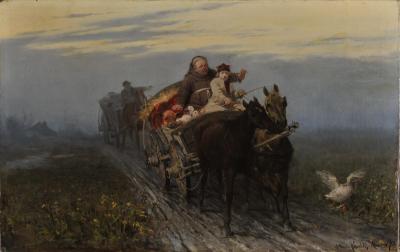 Abb. 8 - Powrót kwestarza [Die Rückkehr des Gabensammlers], 1873, Öl auf Leinwand, 42 x 65,8 cm