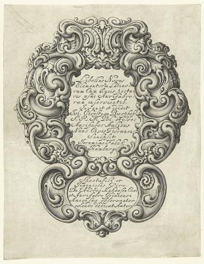 Alfabet, ok. 1662. Strona tytułowa do cyklu Libellus novus elementorum latinorum, wg szkicu Jana Krystiana Bierpfaffa.