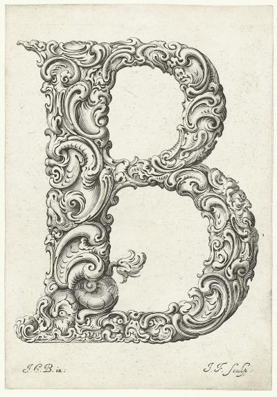 Buchstabe B, um 1662. Aus der Folge Libellus novus elementorum latinorum, nach einer Vorlage von Johann Christian Bierpfaff.
