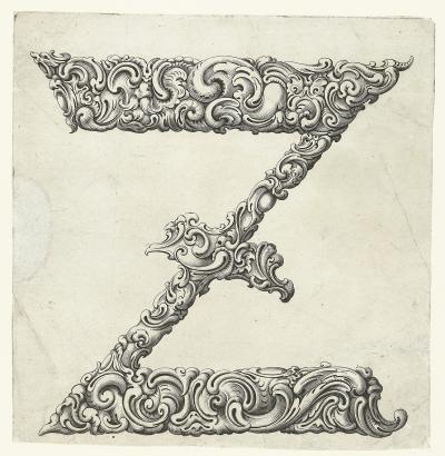 Buchstabe Z, um 1662. Aus der Folge Libellus novus elementorum latinorum, nach einer Vorlage von Johann Christian Bierpfaff.