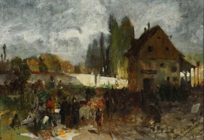 Maksymilian Gierymski: In front of the Cemetery (Sketch), 1870. Oil on canvas, 41 x 59.5 cm.