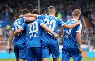 Goal celebrations for VfL Bochum during the match against Greuther Fürth 