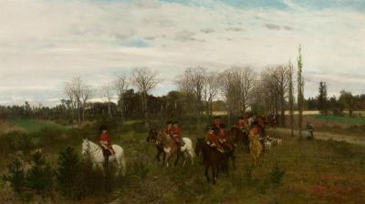 Maksymilian Gierymski: Wyjazd na polowanie, 1871, olej na płótnie, 66 x 116,7 cm