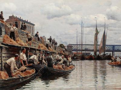 Aleksander Gierymski (1850-1901): Sand Dredgers, 1887. Oil on canvas, 50 x 66 cm.