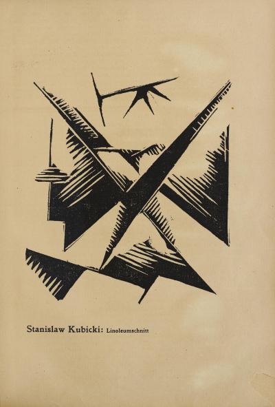 Stanisław Kubicki: Linoleumschnitt [Ekstase], 1920. Linolschnitt, von der Platte gedruckt, in: Der Sturm, 10. Jahrgang, 11. Heft, Februar 1920, Seite 153