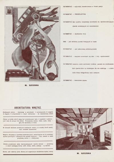 Abb. 25: Szczuka, 2 Entwürfe, 1924 - M. Szczuka: Fotomontaż/Fotomontage und Architektura wnętrz/Innenraumgestaltung, in: Blok & Kurjer Bloku, No. 8-9, Warschau, November 1924