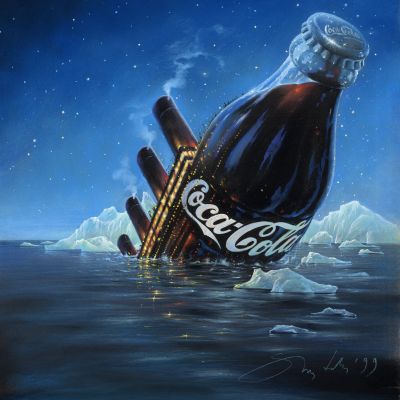 Wiesław Smętek, Titanic-Coca-Cola, 1999, Pastell auf Papier, 35 x 25 cm, Privatsammlung Hamburg