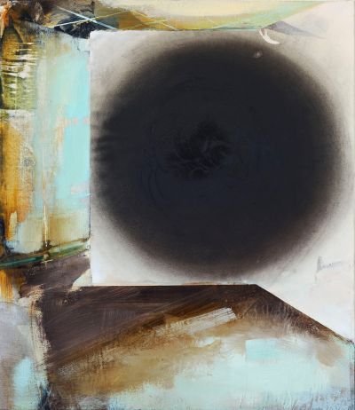 Dunkler Stern - 2015, Paper, charcoal, oil on linen, 70 x 60 cm 