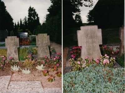 Grabsteine auf den Gräbern der drei polnischen Soldaten -  