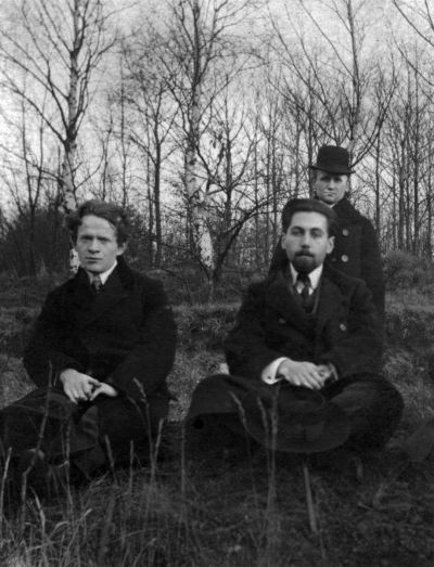 Roman Witold Ingarden 1913 oder 1914 in Göttingen mit Gottlieb (links) und Włodarski