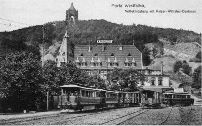 Postkarte „Porta Westfalica, Wittekindsberg mit Kaiser-Wilhelm-Denkmal“