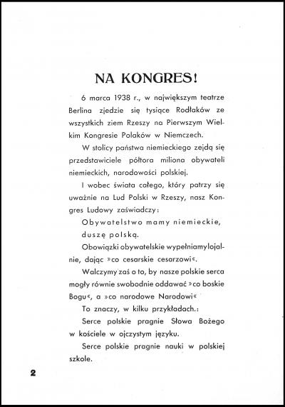 Bild 14: Aufruf zur Teilnahme am Kongress der Polen in Deutschland (1), 1938 - Aufruf zur Teilnahme am Kongress der Polen in Deutschland in der Märzausgabe von „Polak w Niemczech“ aus dem Jahr 1938. 