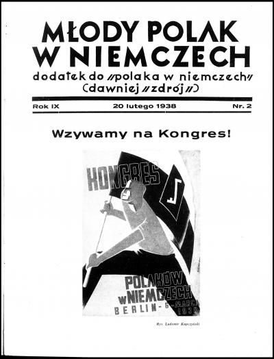 Aufruf zur Teilnahme am Kongress der Polen in Deutschland in der Februarausgabe des „Młody Polak w Niemczech“ aus dem Jahr 1938.