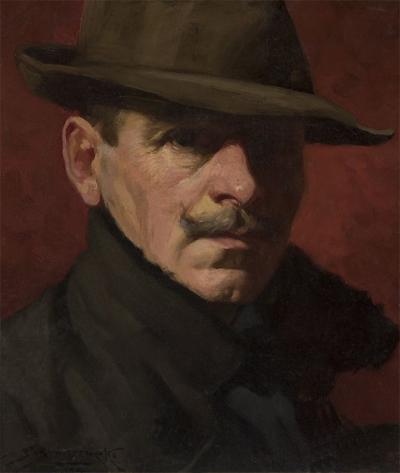 Selbstporträt/Autoportret, 1924. Öl auf Holz, 34 x 29 cm, Nationalmuseum Warschau/Muzeum Narodowe w Warszawie, Inv. Nr. MP 2393 MNW