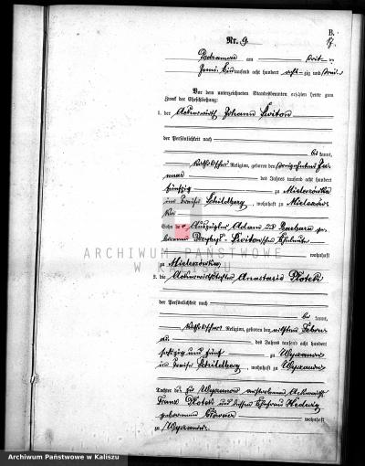 Johann Switon und Anastasia Plotek’s marriage certificate, 04/6/1884; black and white copy - Johann Switon und Anastasia Plotek’s marriage certificate, 04/6/1884; black and white copy, obtained from Dorota Ciernia on 17/11/2020; Original owned by Kalisz National Archives 