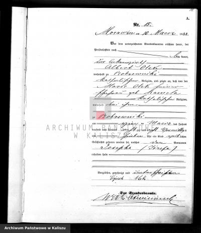 Jozefa Olek’s birth certificate, 10/3/1888; black and white copy - Jozefa Olek’s birth certificate, 10/3/1888; black and white copy, obtained from Dorota Ciernia on 19/11/2020; Original owned by Kalisz National Archives 