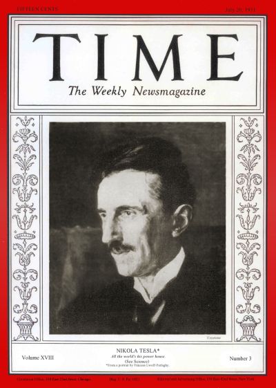 Abb. 1: TIME, 20. Juli 1931 - Nikola Tesla auf der Titelseite des Magazins TIME 