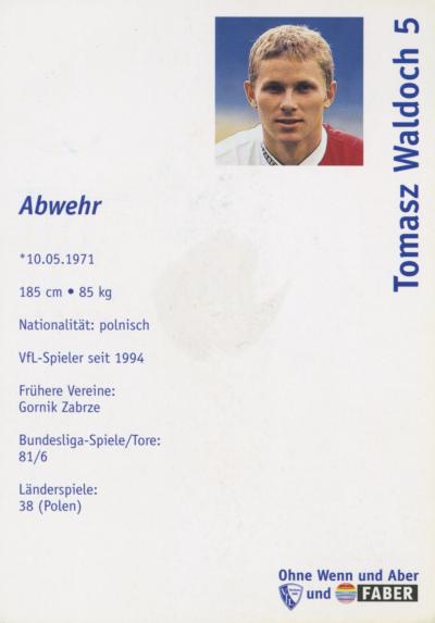 Tomasz Waldoch, VfL Bochum 1998/99, Autogrammkarte - Rückseite