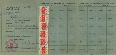 Mitgliedausweis des Bundes der Polen in Deutschland e.V. von Marianna Forycka, Innenansicht gesamt.