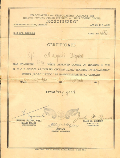 Zbigniew Muszyński: Certificate - Zbigniew Muszyński: Certificate 
