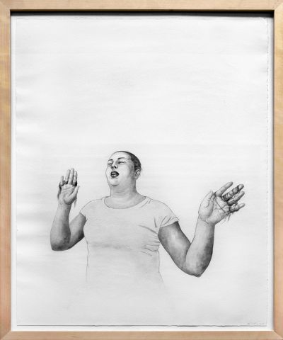 Rufen - Pinselzeichnung, Tusche auf Papier, 62 x 47 cm, 2017 